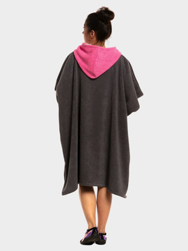 Poncho uniwersalne frotte S-0075 (7) grafitowo-różowe