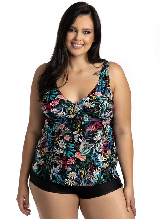 Komplet Tankini Flora P-3K (29) czarno-kwiatowy (kolekcja)