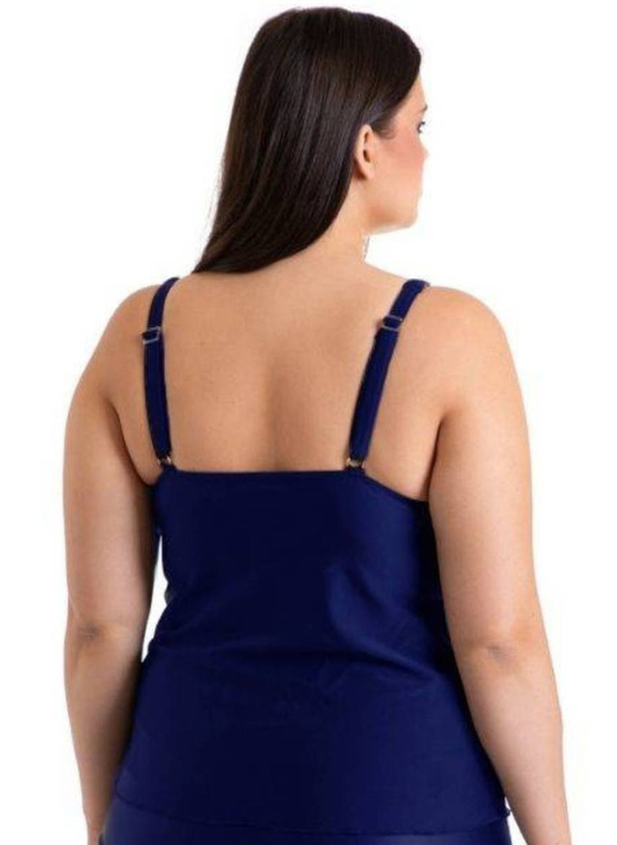 Top tankini Flora P-3B (26) granatowo-wielokolorowy z kwiatami