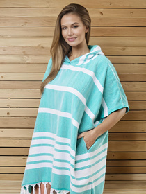 Poncho Hammam z kapturem do sauny S-0063 (3) zielone