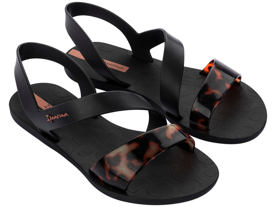 Czarno-brązowe sandały Ipanema Vibe Sandal – z paskiem w szylkretowy wzór
