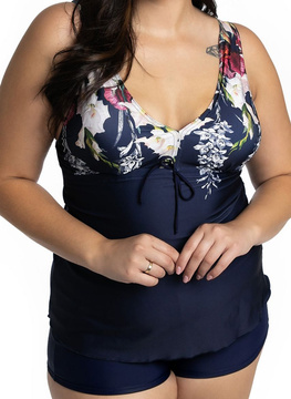 Komplet Tankini Flora P-3K (23) granatowo-wielokolorowy