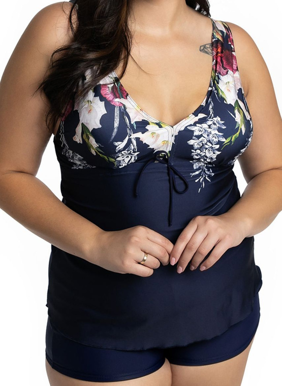 Komplet Tankini Flora P-3K (23) granatowo-wielokolorowy