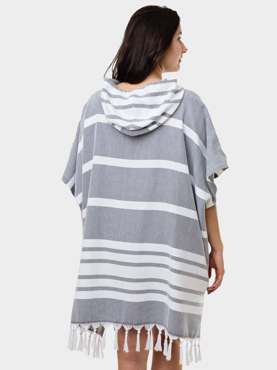 Poncho Hammam z kapturem do sauny S-0063 (2) szare