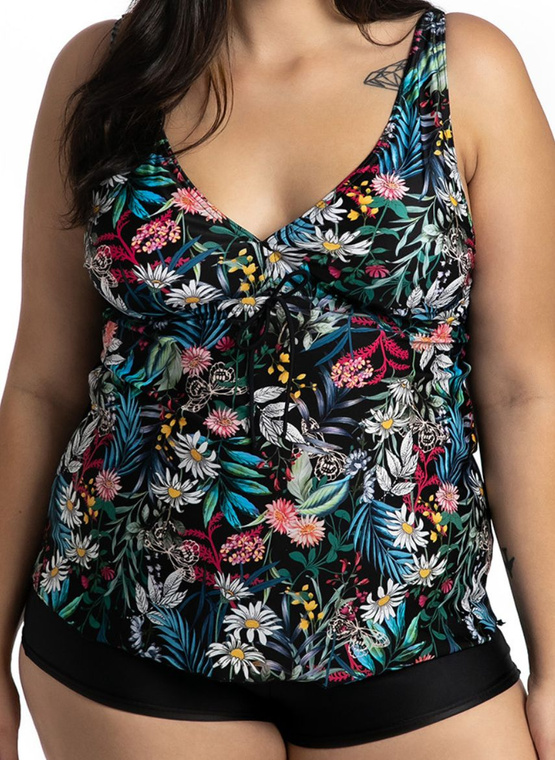 Komplet Tankini Flora P-3K (29) czarno-kwiatowy (kolekcja)